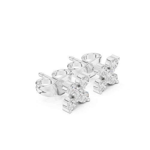 Four-Stone Diamond Cluster Stud Earrings in white gold, view 7
