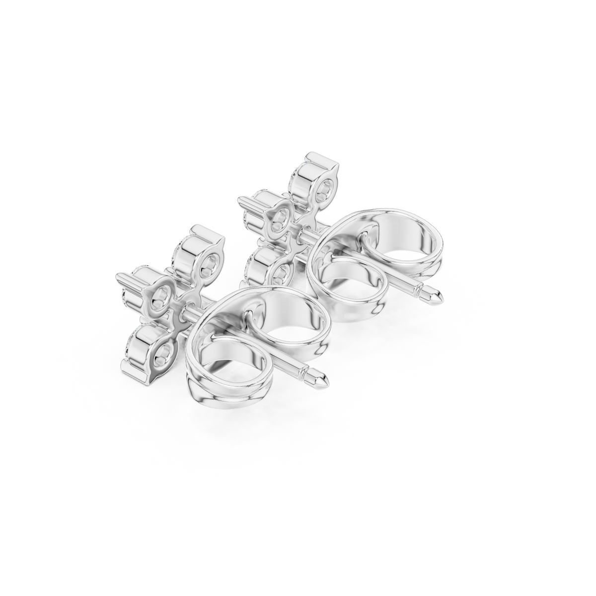 Four-Stone Diamond Cluster Stud Earrings in white gold, view 8