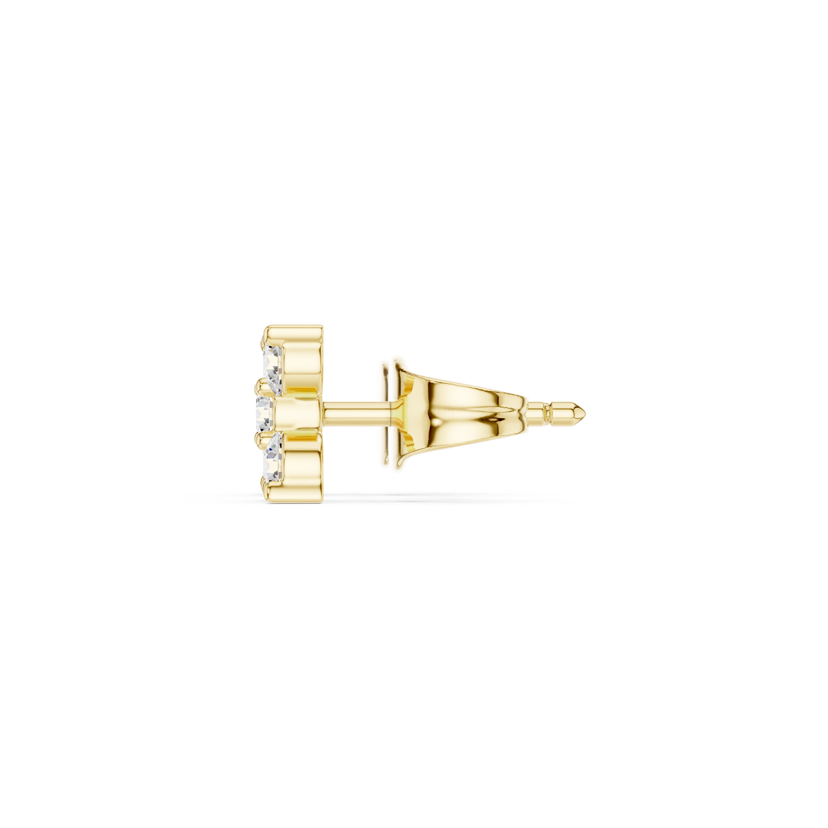 Four-Stone Diamond Cluster Stud Earrings in yellow gold, view 12