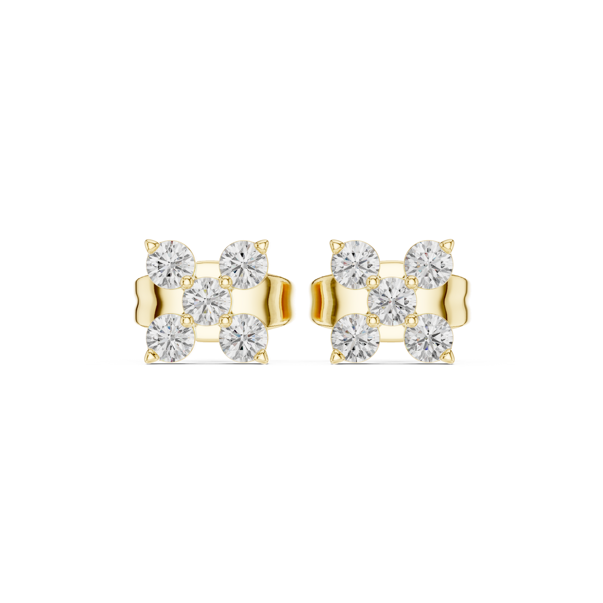 Four-Stone Diamond Cluster Stud Earrings in yellow gold, view 1