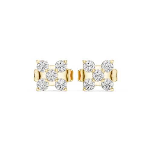 Four-Stone Diamond Cluster Stud Earrings in yellow gold, view 1