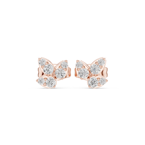 Oorstekers met marquisevormige diamantclusters in roségoud — aanzicht 2