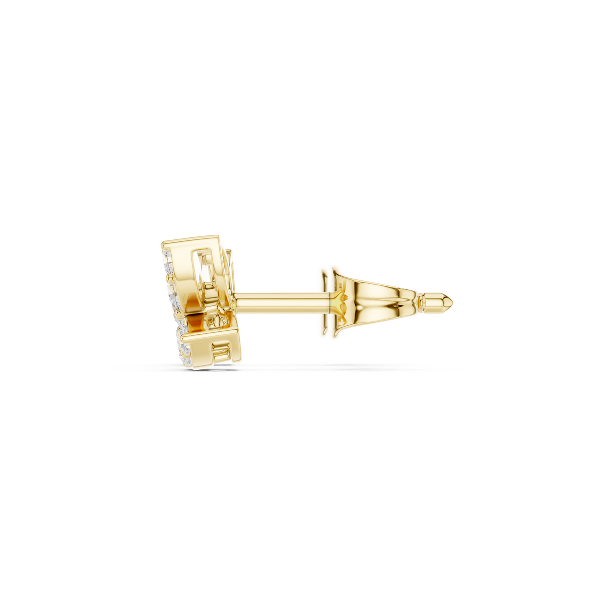 Oorstekers met marquisevormige diamantclusters in geelgoud — aanzicht 12