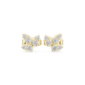 Oorstekers met marquisevormige diamantclusters in geelgoud — aanzicht 1