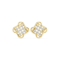 Four-Petal Diamond Stud Earrings in yellow gold, view 1