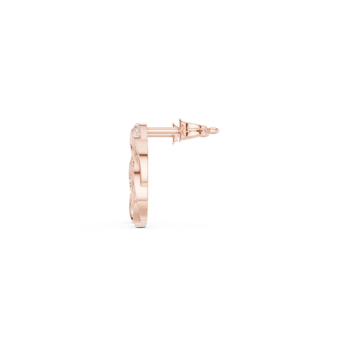 Round Diamond Circle Stud Earrings in rose gold, view 6