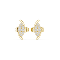 Curved Round Diamond Stud Earrings in yellow gold, view 1