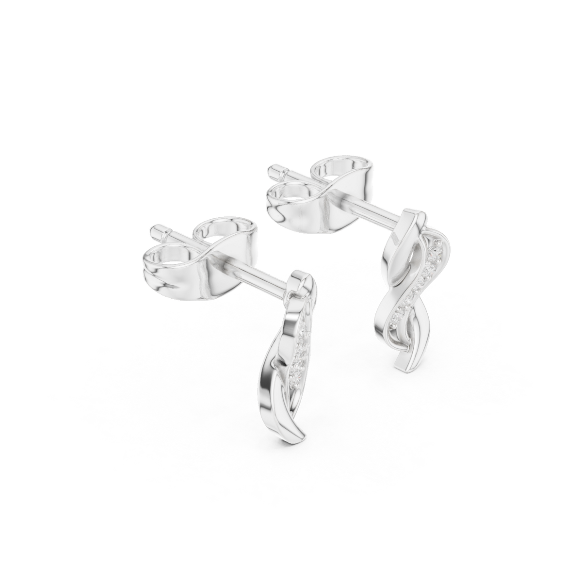 Petite Diamond Drop Stud Earrings in white gold, view 8