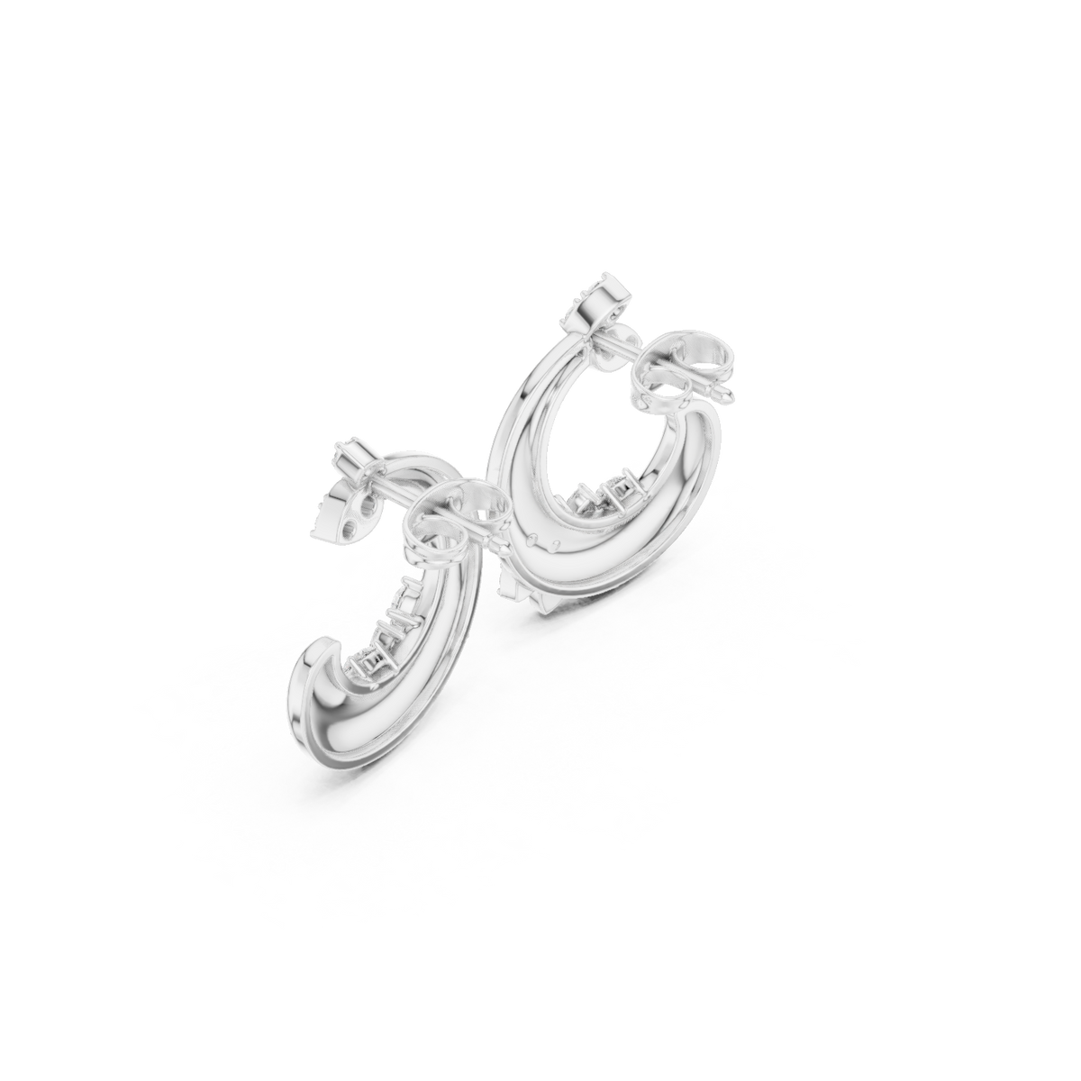 Open Floral Diamond Hoop Earrings in white gold, view 8