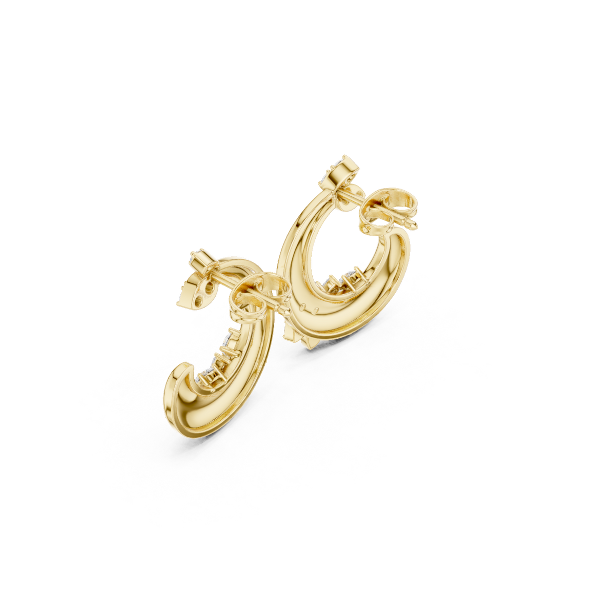 Open Floral Diamond Hoop Earrings in yellow gold, view 11