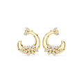 Open Floral Diamond Hoop Earrings in yellow gold, view 1