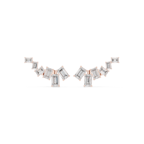 Geometrische ear cuffs met diamanten in roségoud — aanzicht 2
