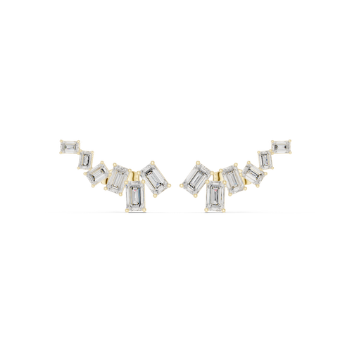 Geometrische ear cuffs met diamanten in geelgoud — aanzicht 1