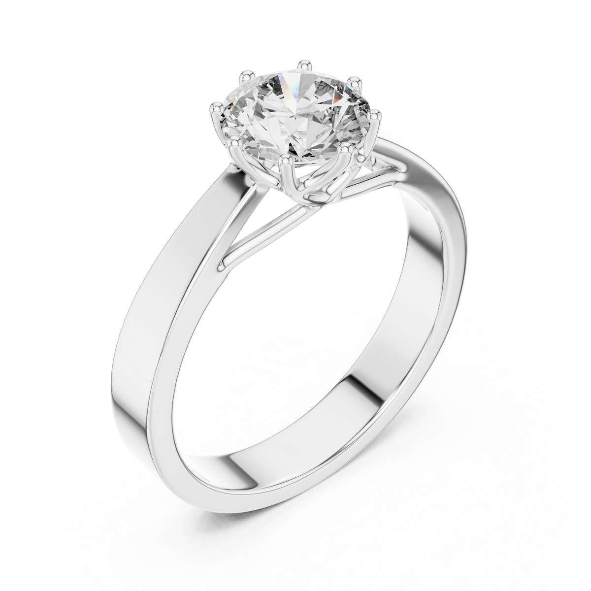 Solitairering met ronde diamant van 1 ct en gesplitste schouders in witgoud — aanzicht 11