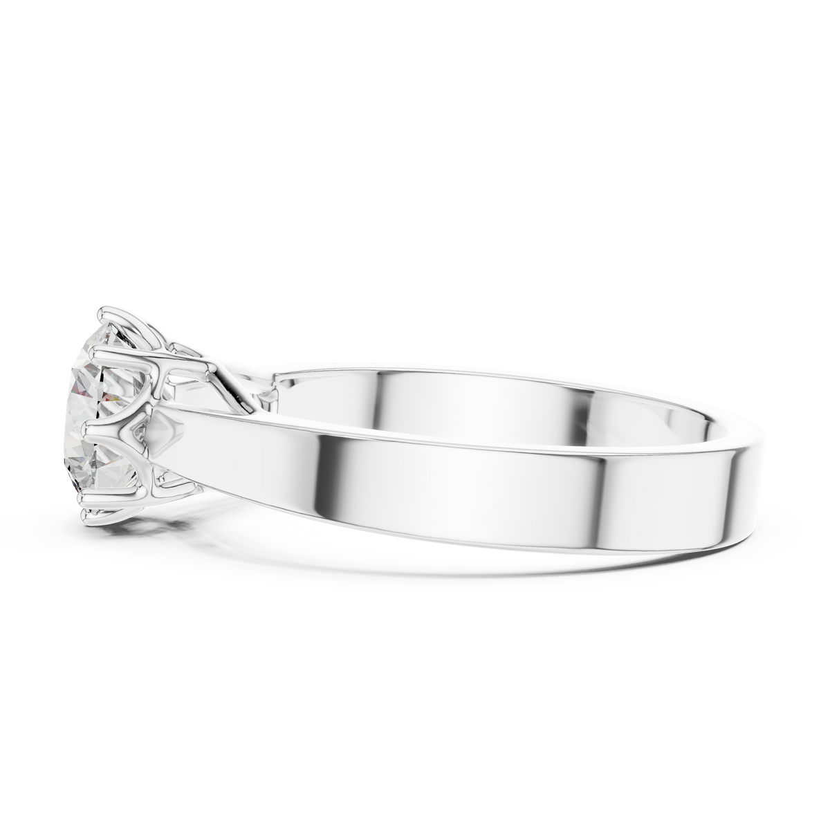 Solitairering met ronde diamant van 1 ct en gesplitste schouders in witgoud — aanzicht 6