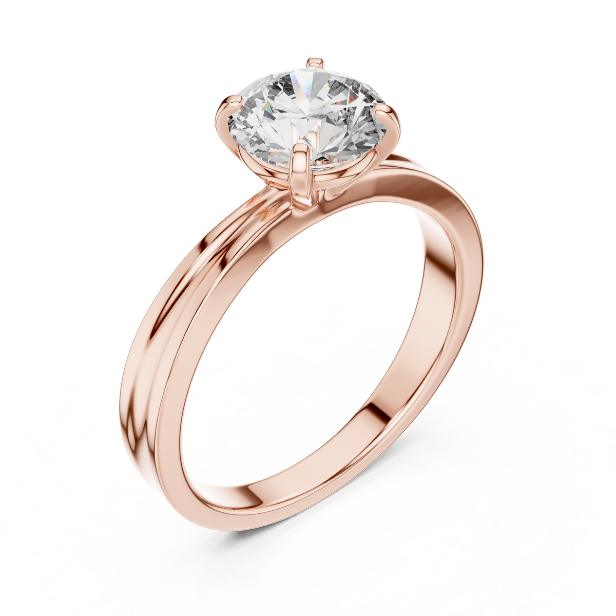 1ct Round Diamond Cross-Shoulder Solitaire Ring in rose gold, view 10