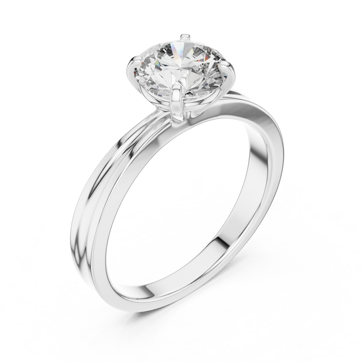 1ct Round Diamond Cross-Shoulder Solitaire Ring in white gold, view 11