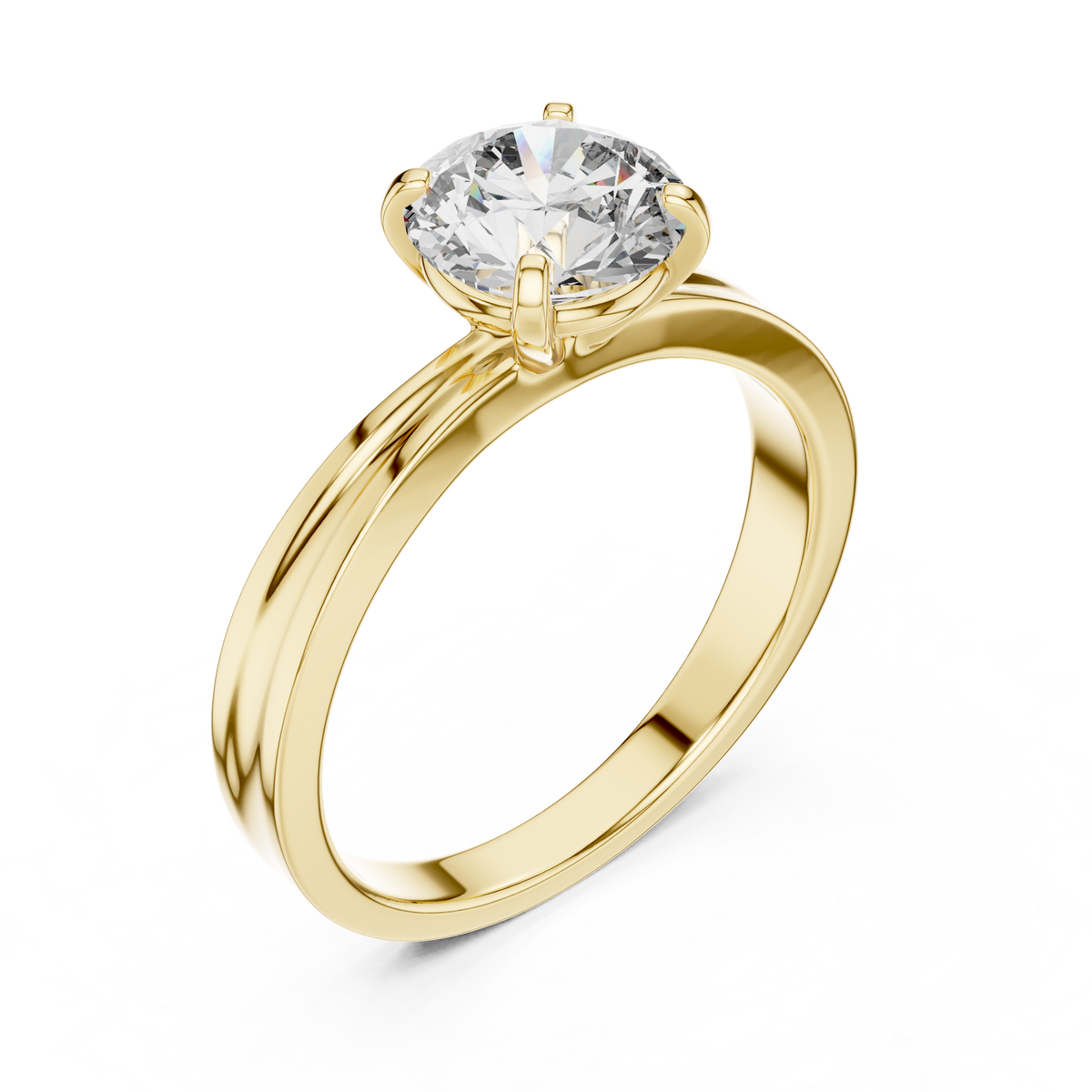 1ct Round Diamond Cross-Shoulder Solitaire Ring in yellow gold, view 12