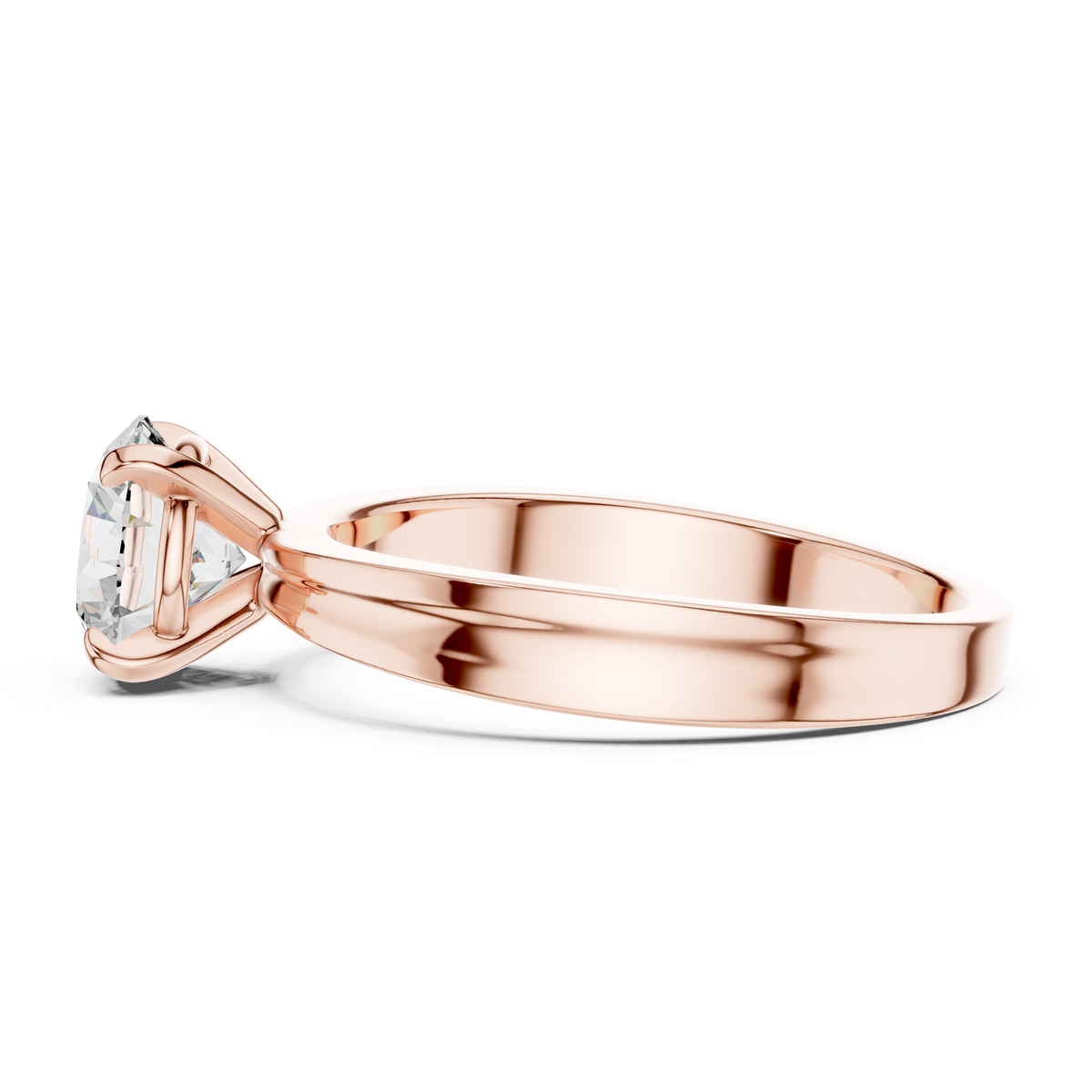 1ct Round Diamond Cross-Shoulder Solitaire Ring in rose gold, view 3