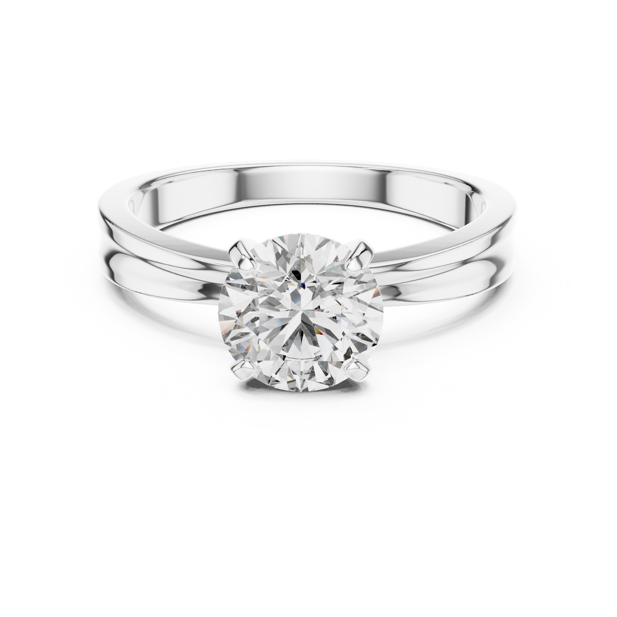 1ct Round Diamond Cross-Shoulder Solitaire Ring in white gold, view 6