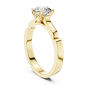 Solitairering met ronde diamant van 1 ct en toelopende schouders in geelgoud — aanzicht 1