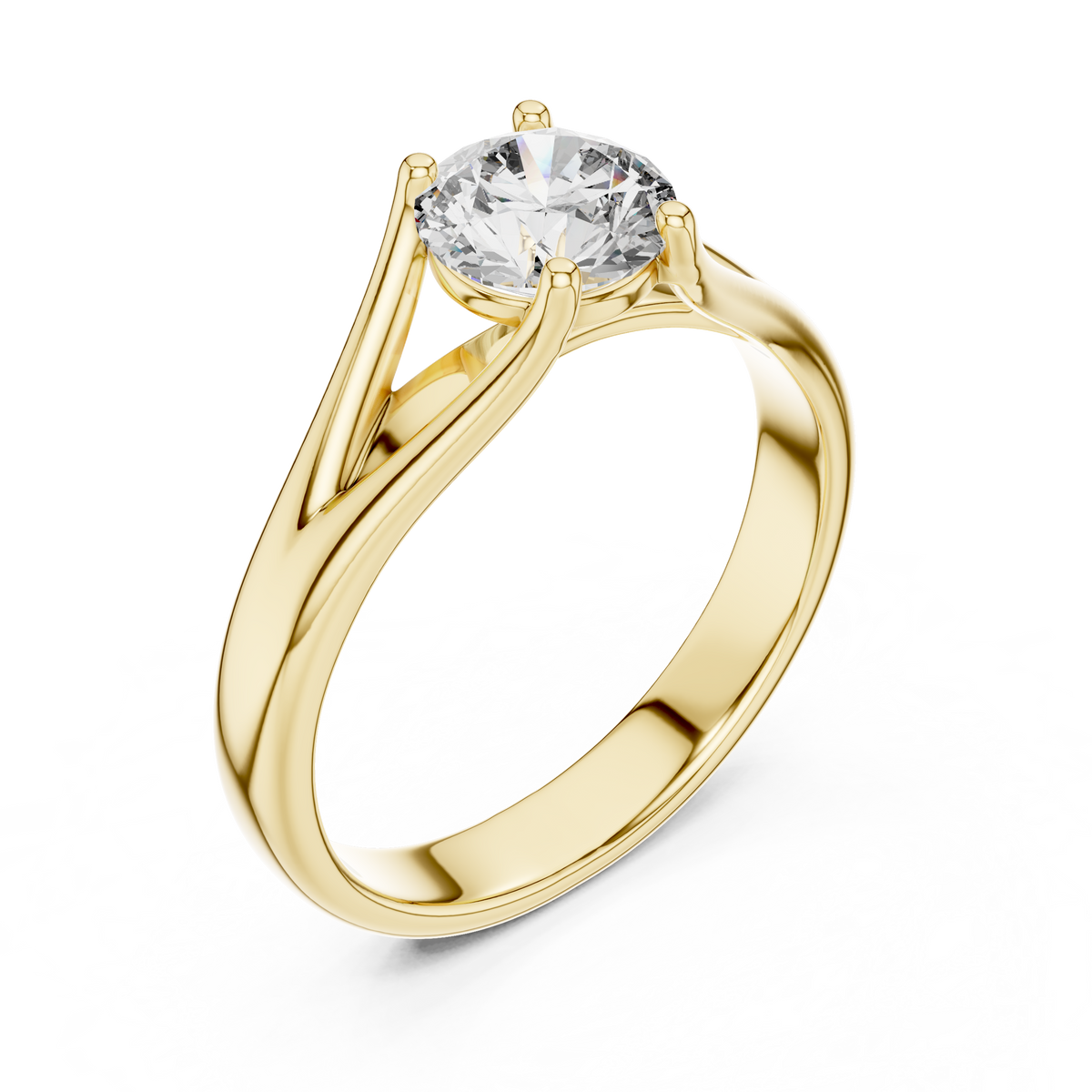 1ct Round Diamond Double-Shank Solitaire Ring in yellow gold, view 12