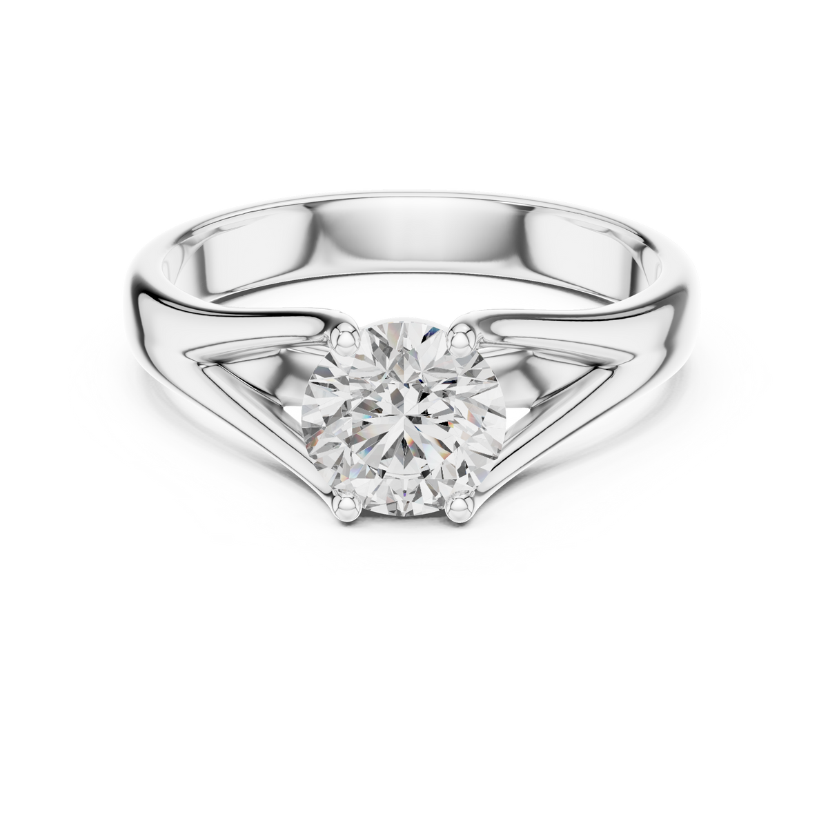 1ct Round Diamond Double-Shank Solitaire Ring in white gold, view 7