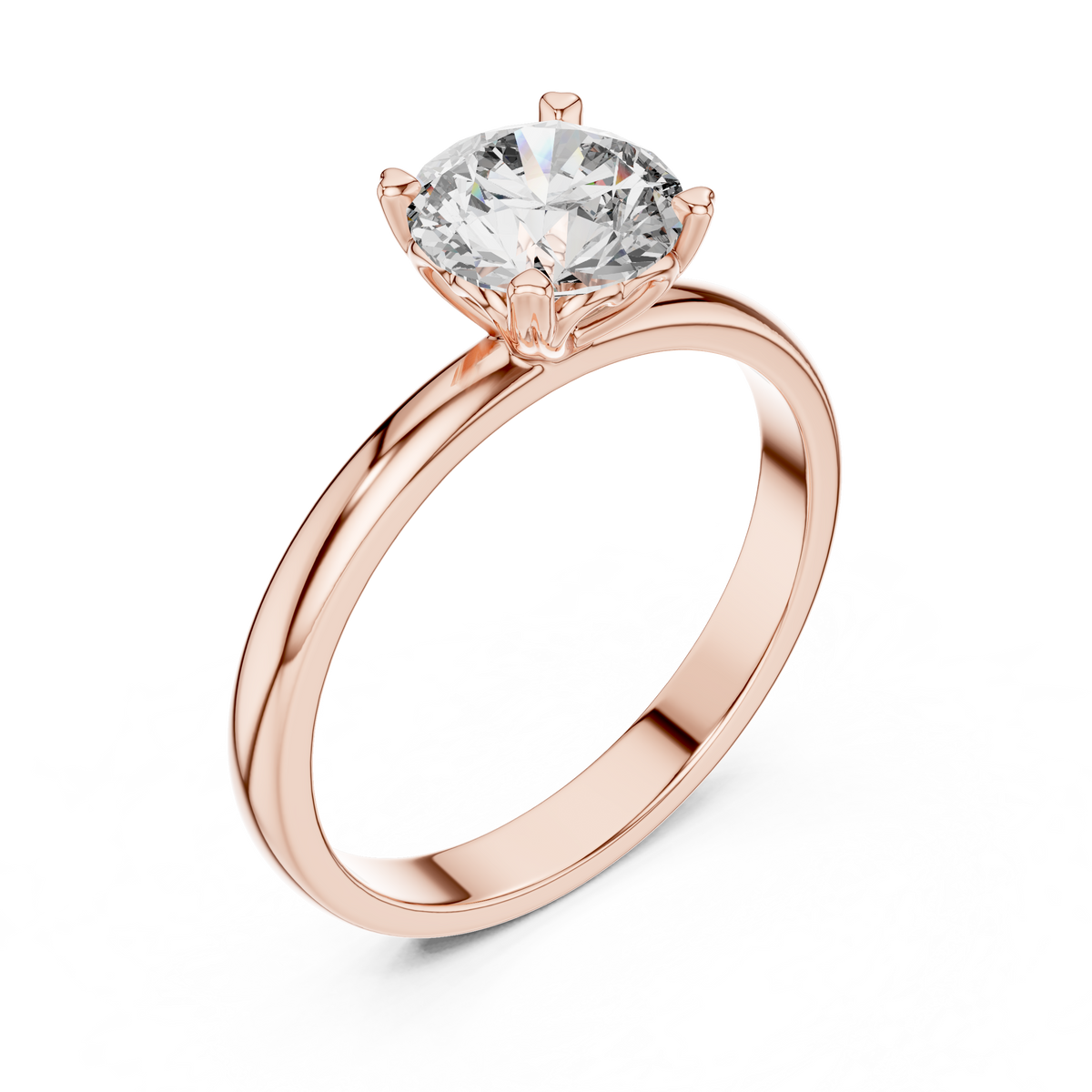 Solitairering met ronde diamant van 1 ct en hartvormige zetpoten in roségoud — aanzicht 4