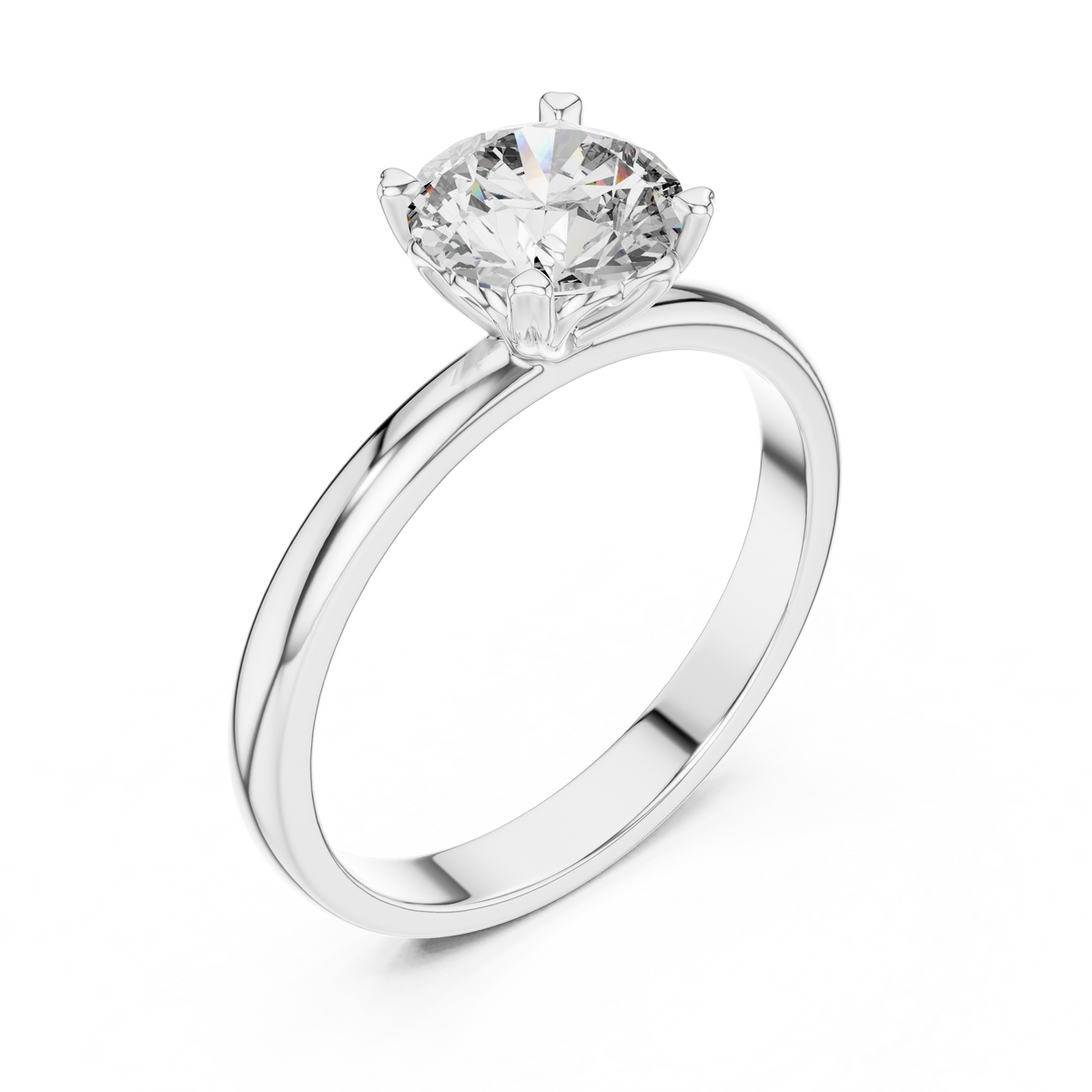 Solitairering met ronde diamant van 1 ct en hartvormige zetpoten in witgoud — aanzicht 3