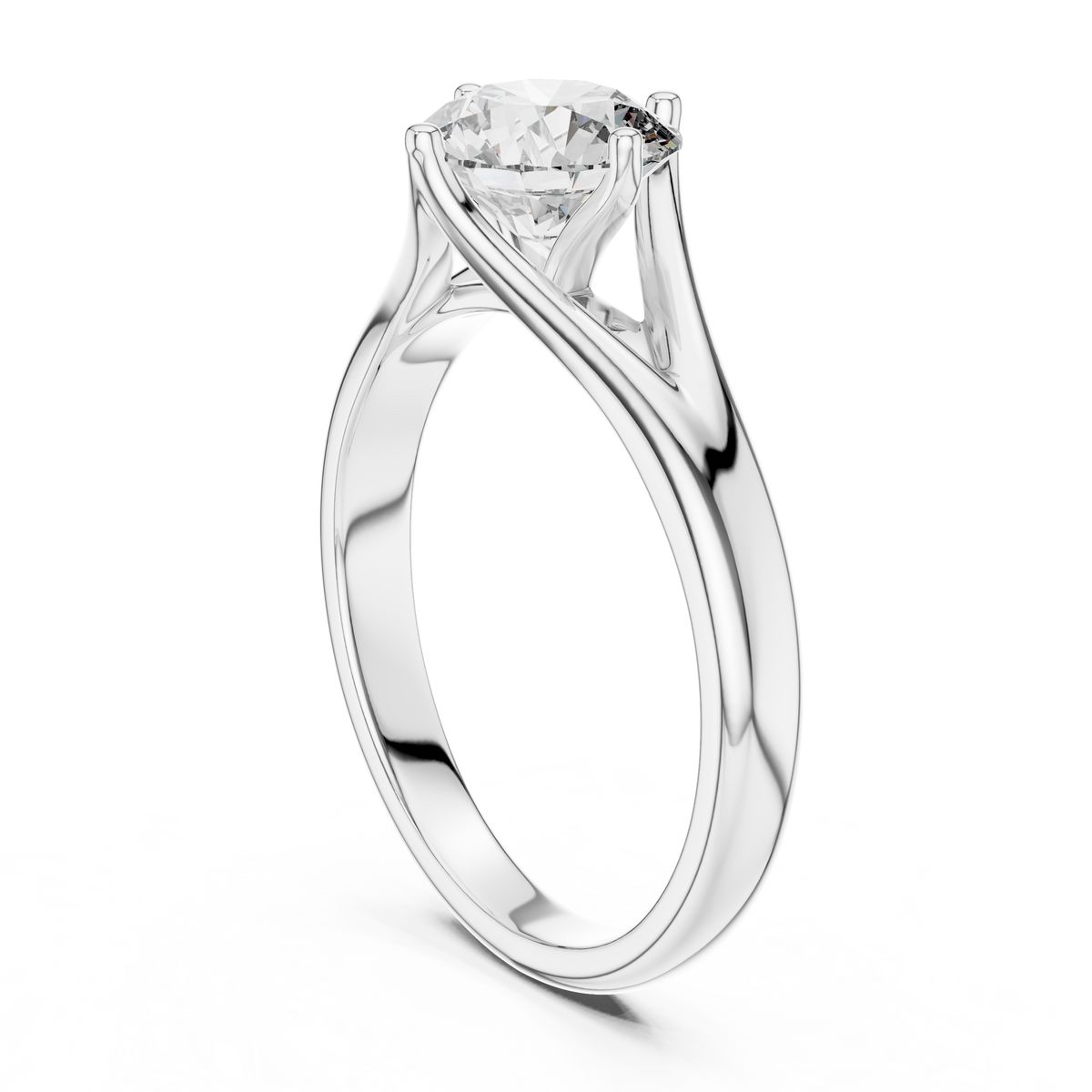 1ct Round Diamond Angled-Shoulder Solitaire Ring in white gold, view 11