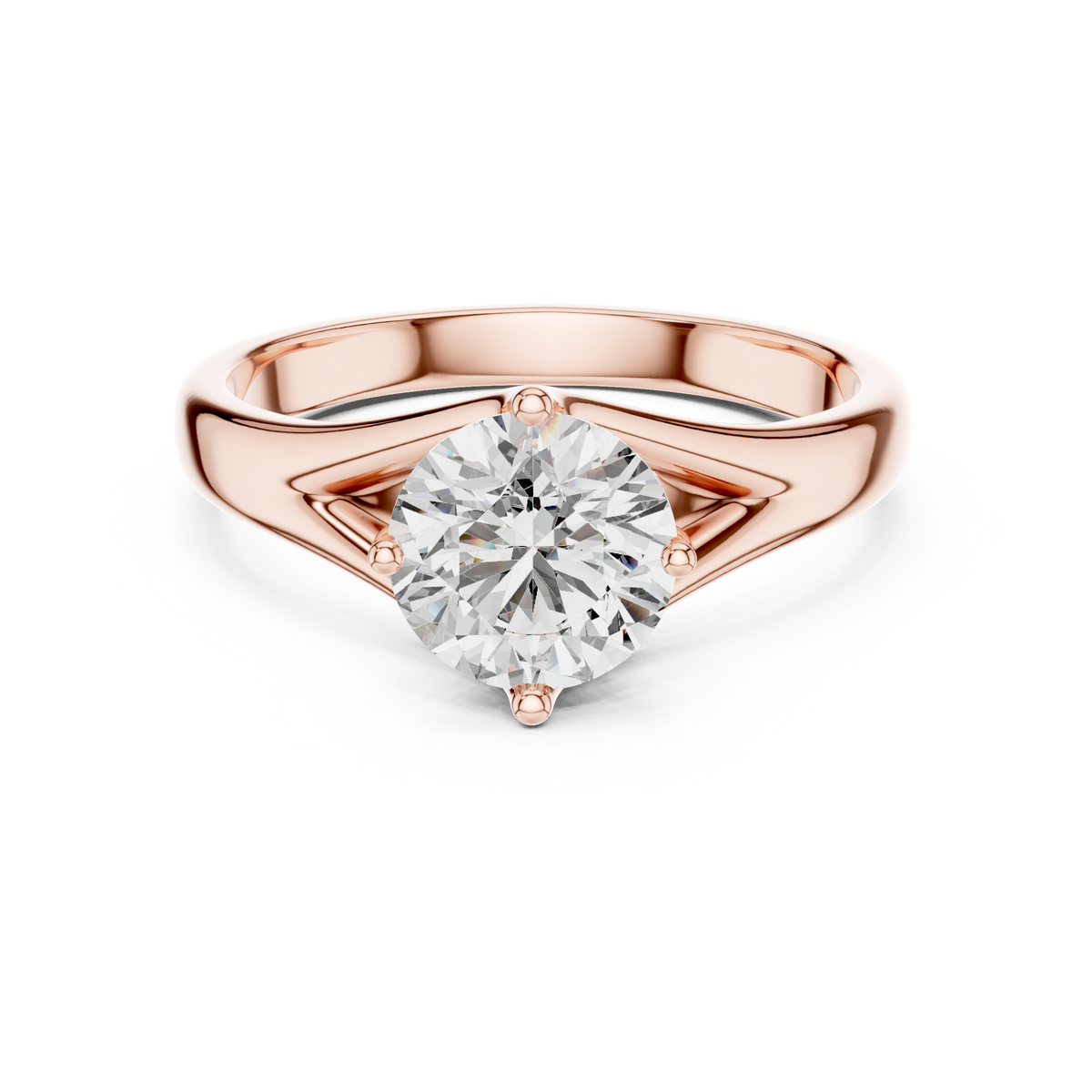 1ct Round Diamond Angled-Shoulder Solitaire Ring in rose gold, view 5