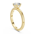 1ct Round Diamond Beaded-Edge Solitaire Ring in yellow gold, view 1