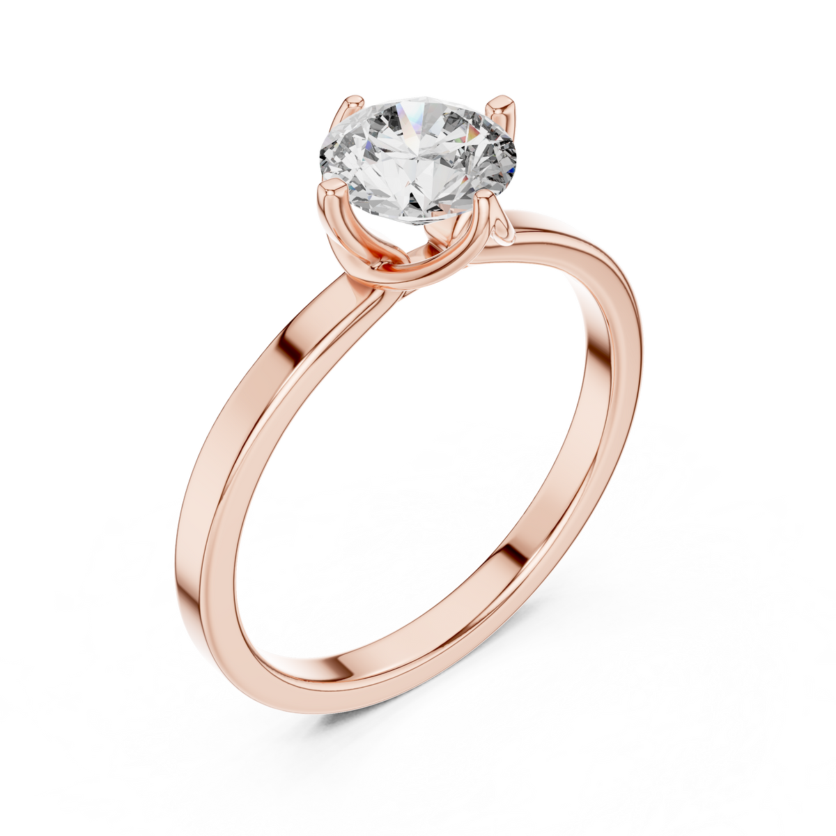 1ct Round Diamond Cross-Prong Solitaire Ring in rose gold, view 10
