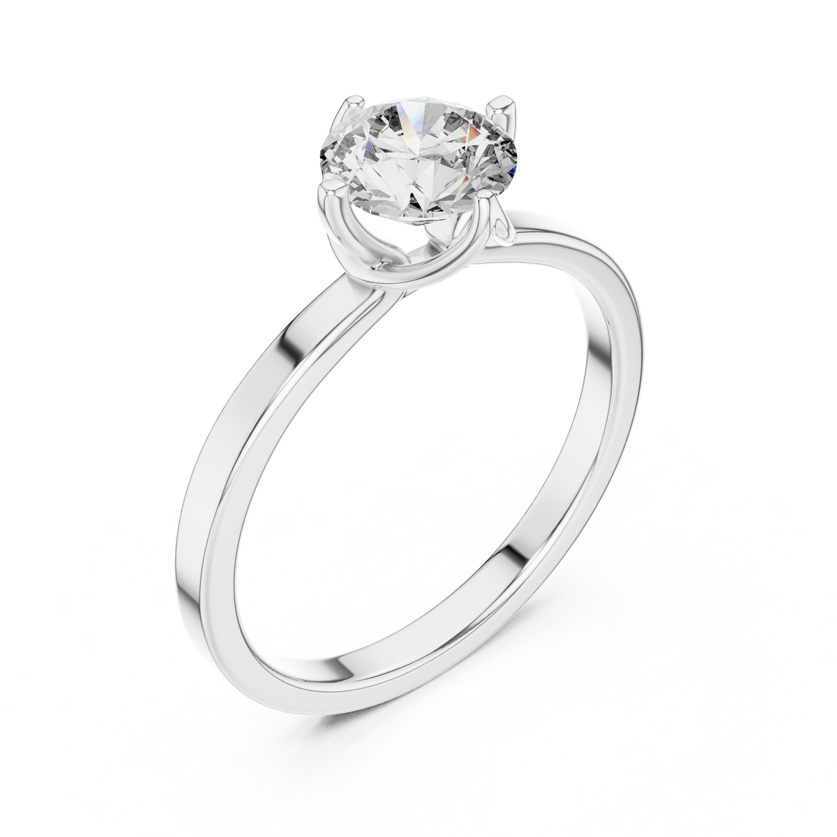 1ct Round Diamond Cross-Prong Solitaire Ring in white gold, view 11
