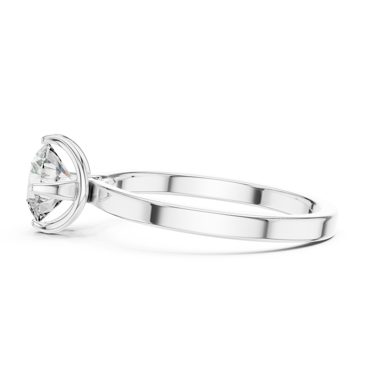 1ct Round Diamond Cross-Prong Solitaire Ring in white gold, view 6