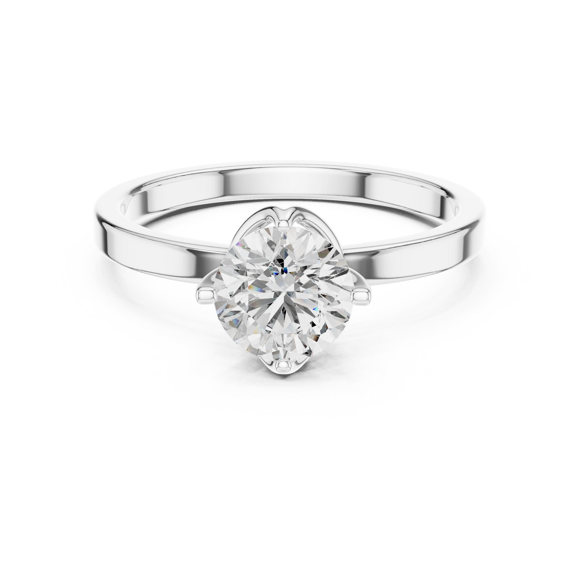 1ct Round Diamond Cross-Prong Solitaire Ring in white gold, view 7