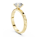 1ct Round Diamond Block-Pattern Shank Ring in yellow gold, view 1