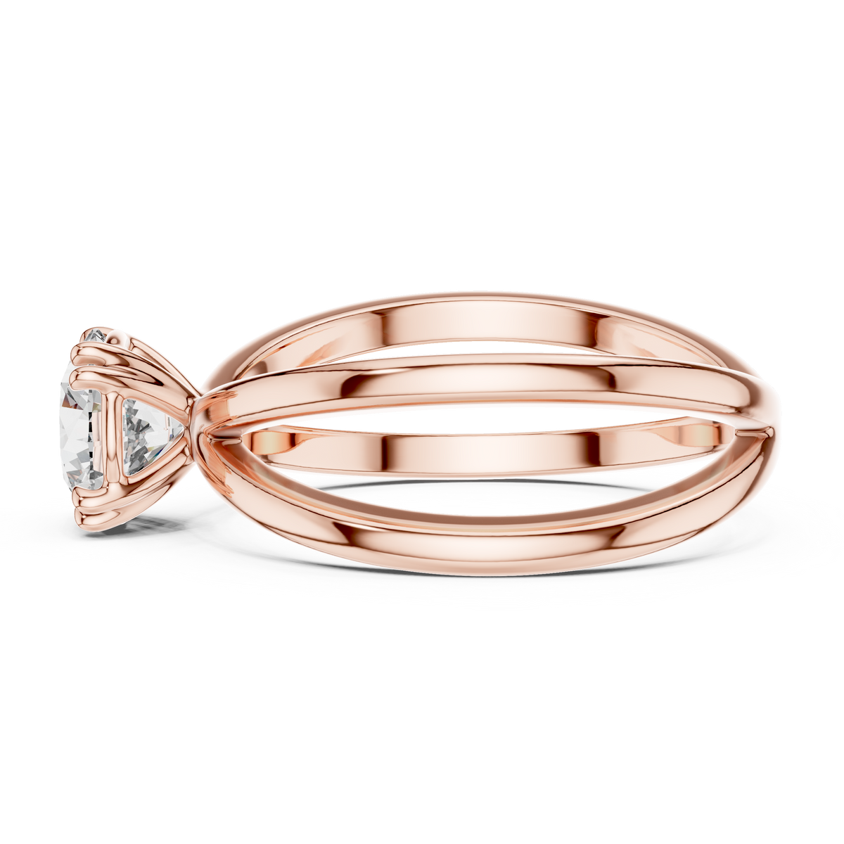 1ct Round Diamond Open Crossover Ring in rose gold, view 4
