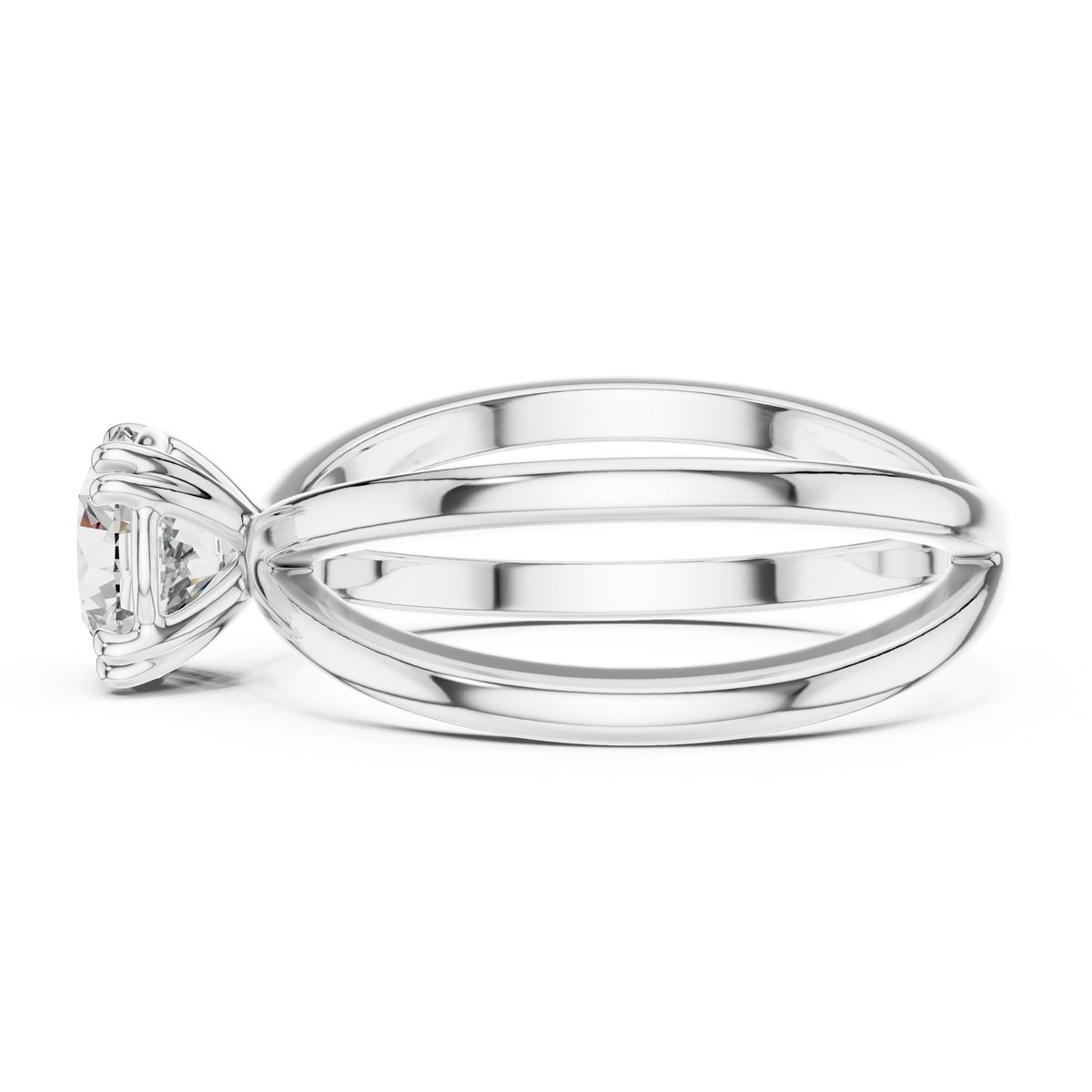 1ct Round Diamond Open Crossover Ring in white gold, view 6