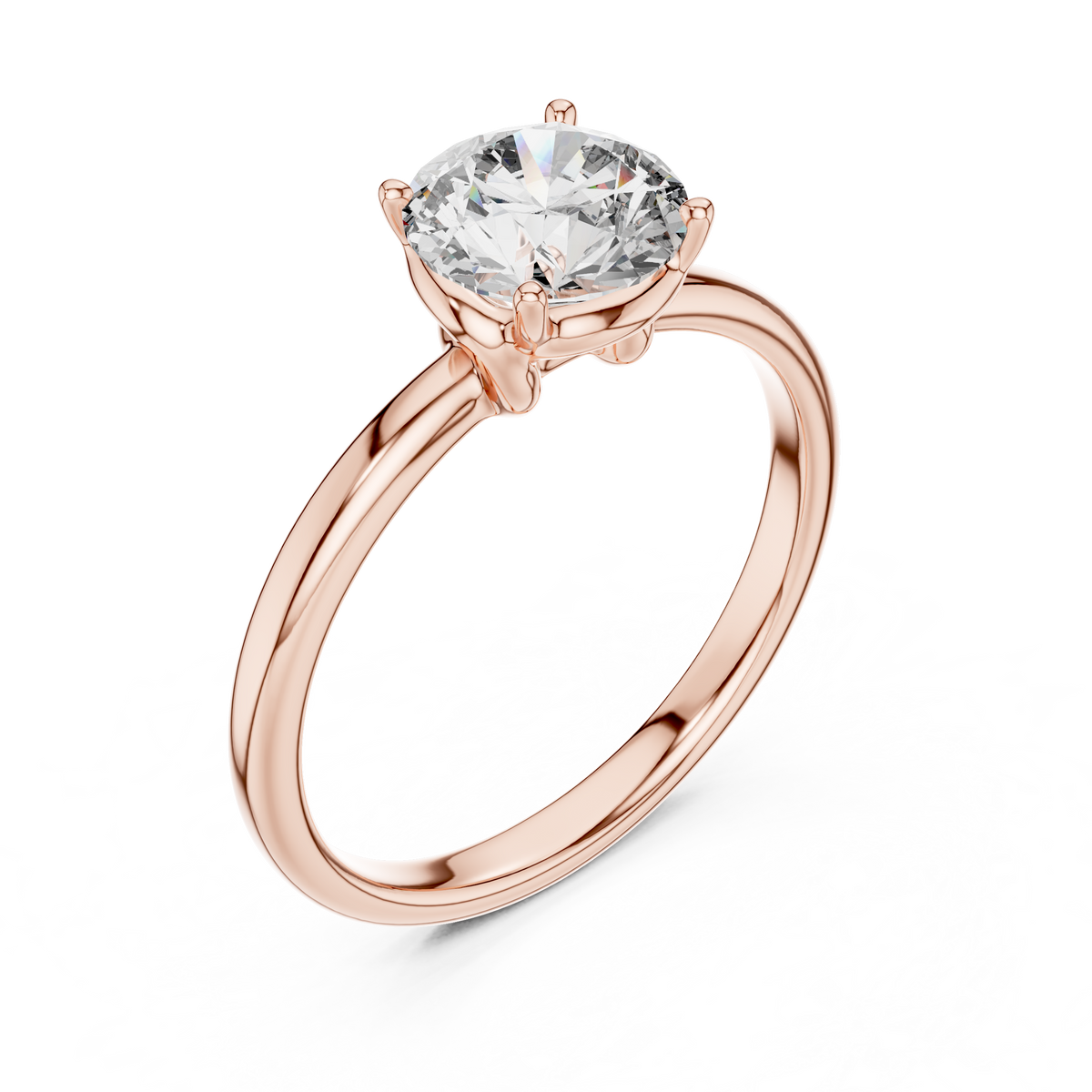 1ct Round Diamond Swirl-Shoulder Solitaire Ring in rose gold, view 10