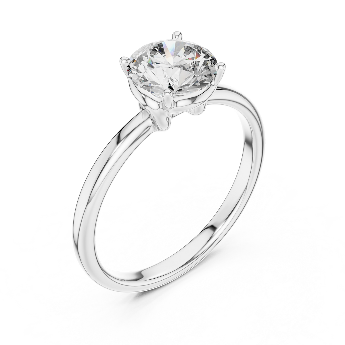 1ct Round Diamond Swirl-Shoulder Solitaire Ring in white gold, view 11