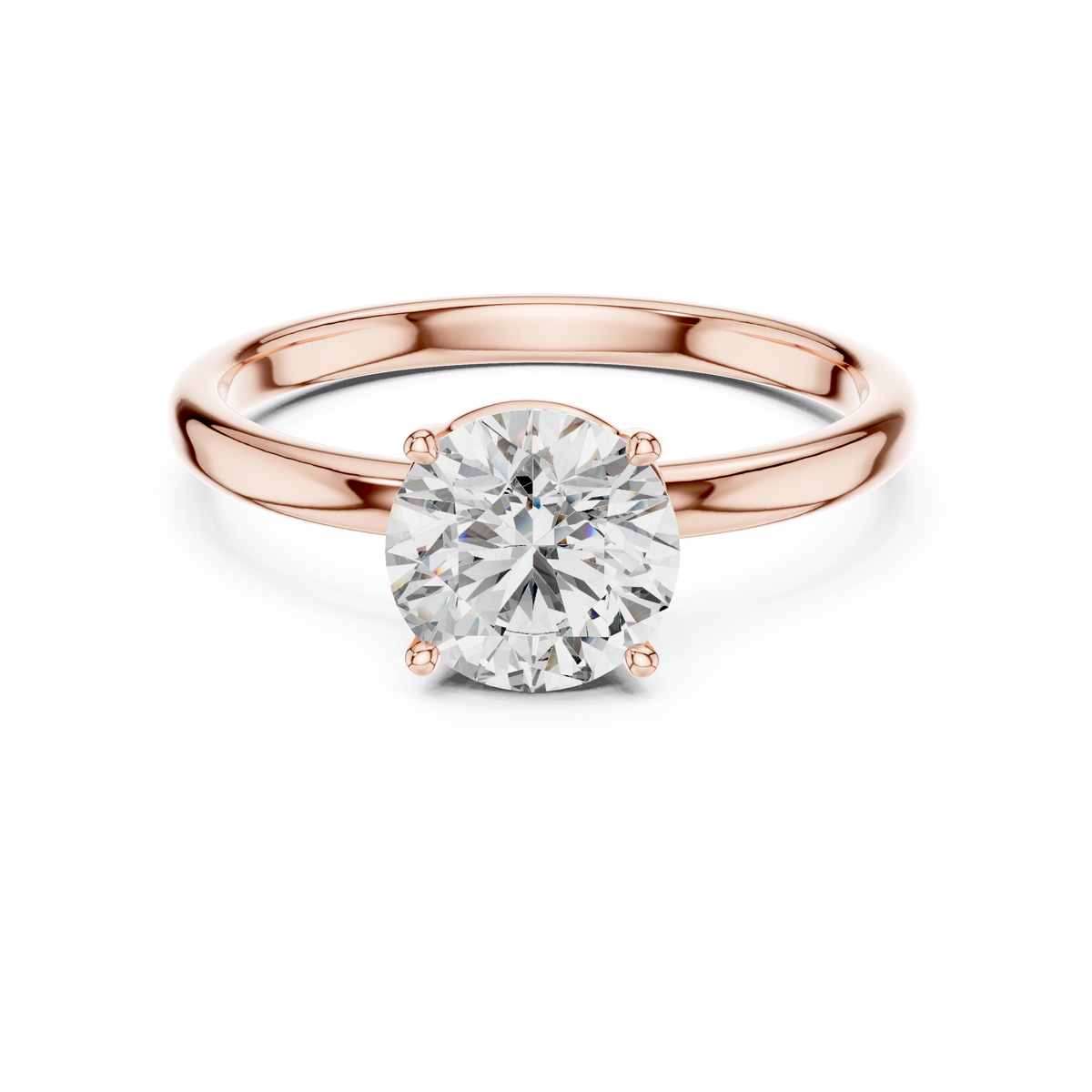 1ct Round Diamond Swirl-Shoulder Solitaire Ring in rose gold, view 5