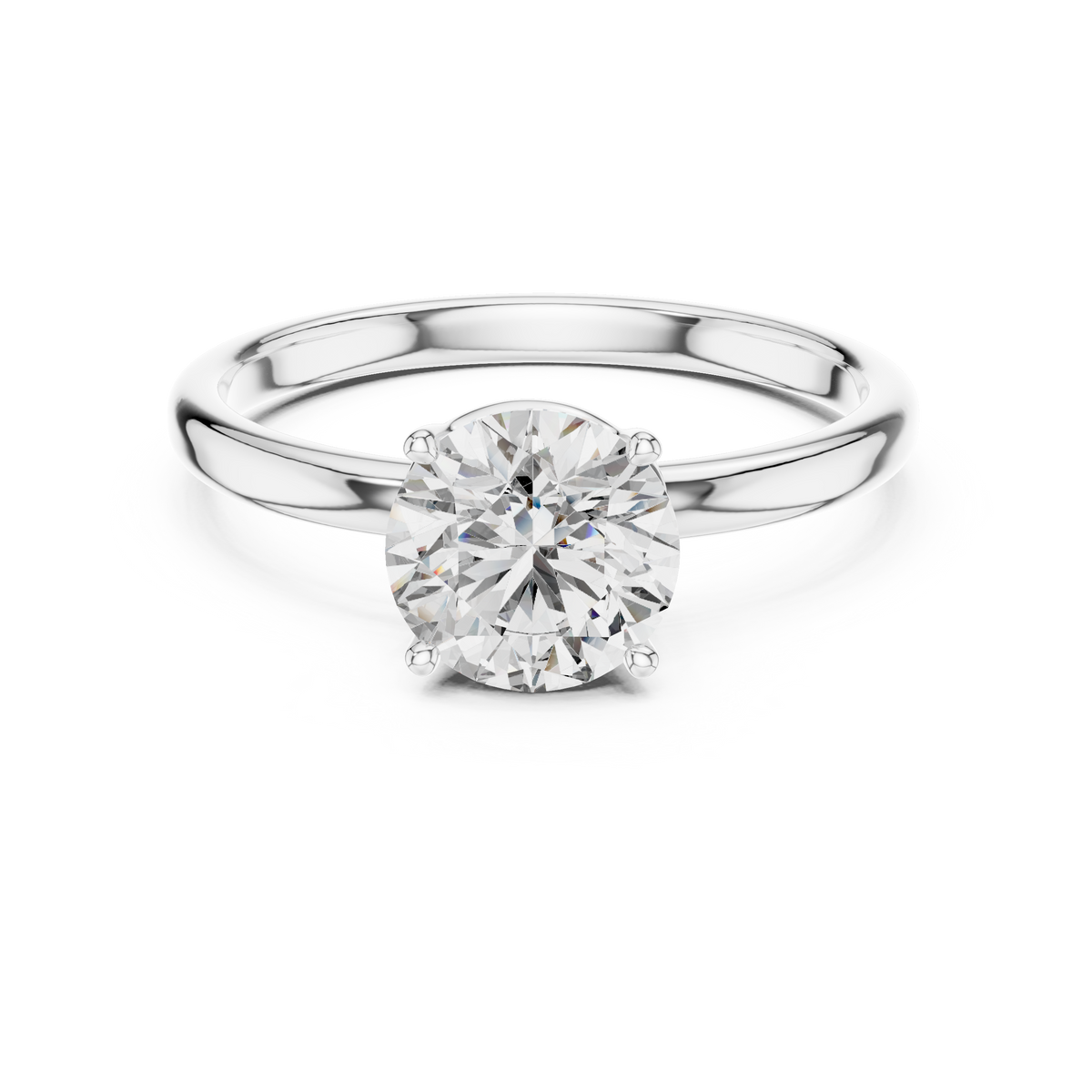 1ct Round Diamond Swirl-Shoulder Solitaire Ring in white gold, view 7