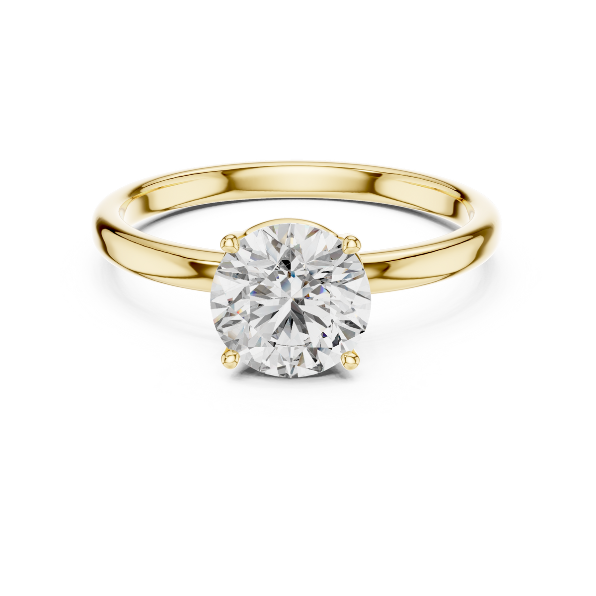 1ct Round Diamond Swirl-Shoulder Solitaire Ring in yellow gold, view 9