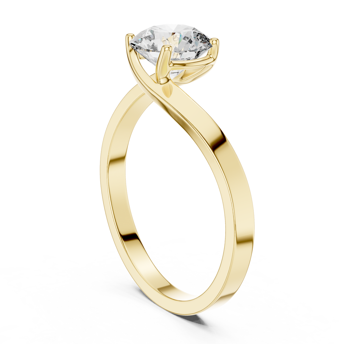 1ct Round Diamond Crossover Band Ring in yellow gold, view 1
