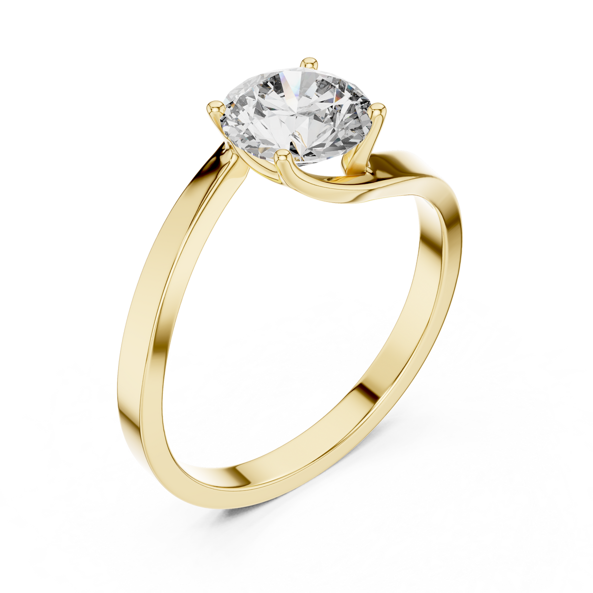 1ct Round Diamond Crossover Band Ring in yellow gold, view 12