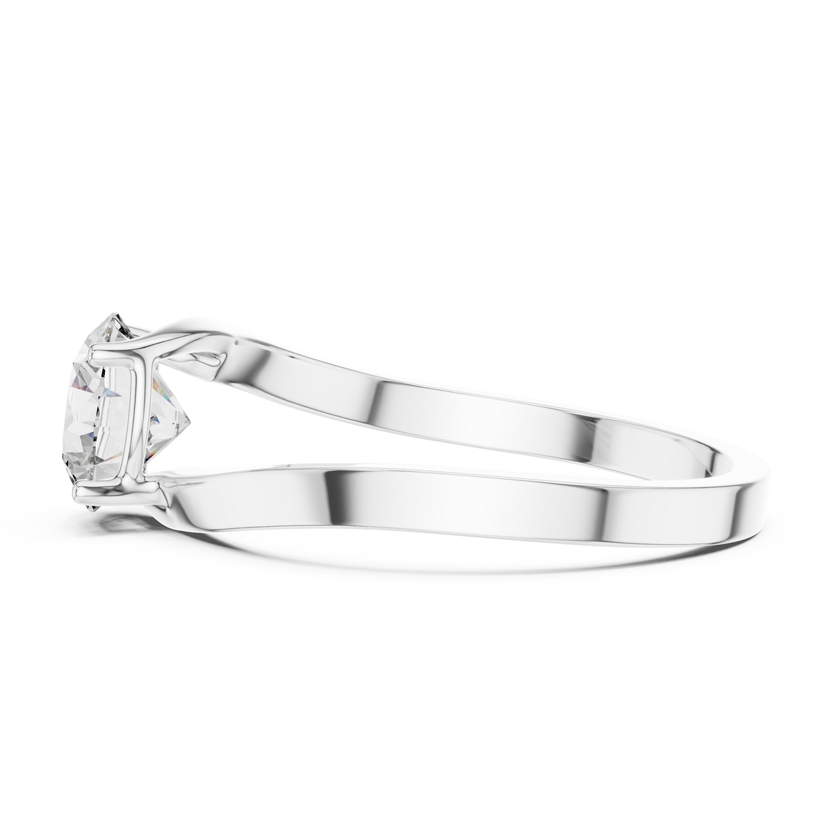 1ct Round Diamond Crossover Band Ring in white gold, view 6