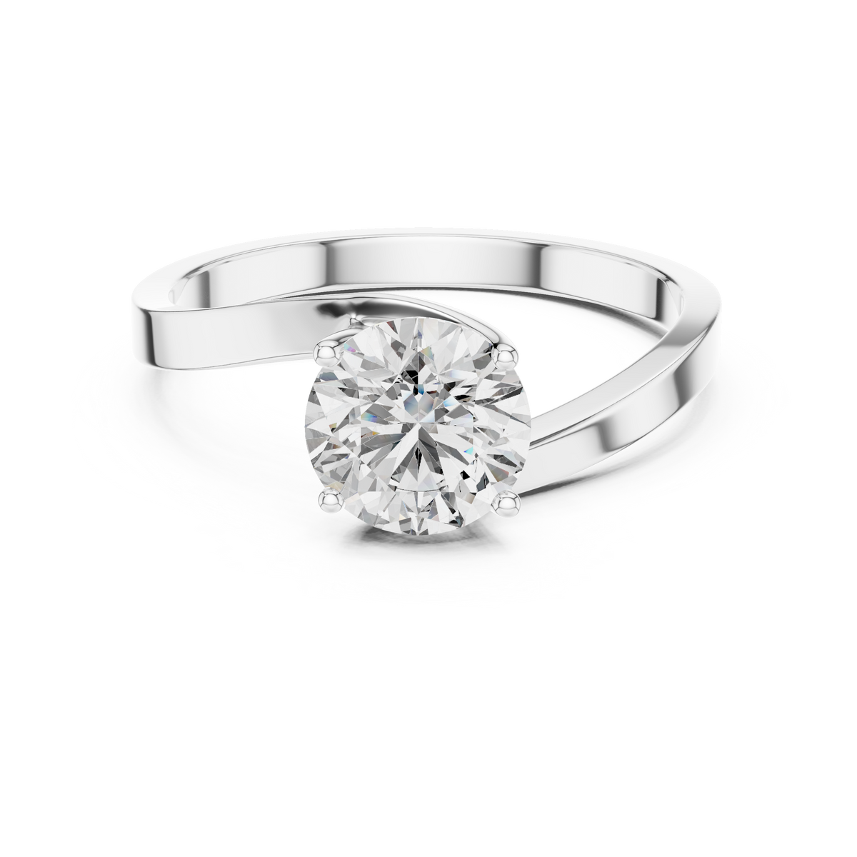 1ct Round Diamond Crossover Band Ring in white gold, view 7