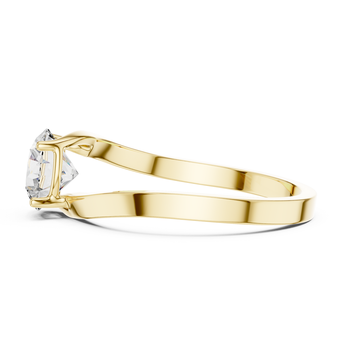 1ct Round Diamond Crossover Band Ring in yellow gold, view 8