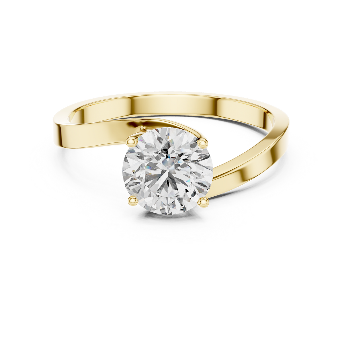 1ct Round Diamond Crossover Band Ring in yellow gold, view 9